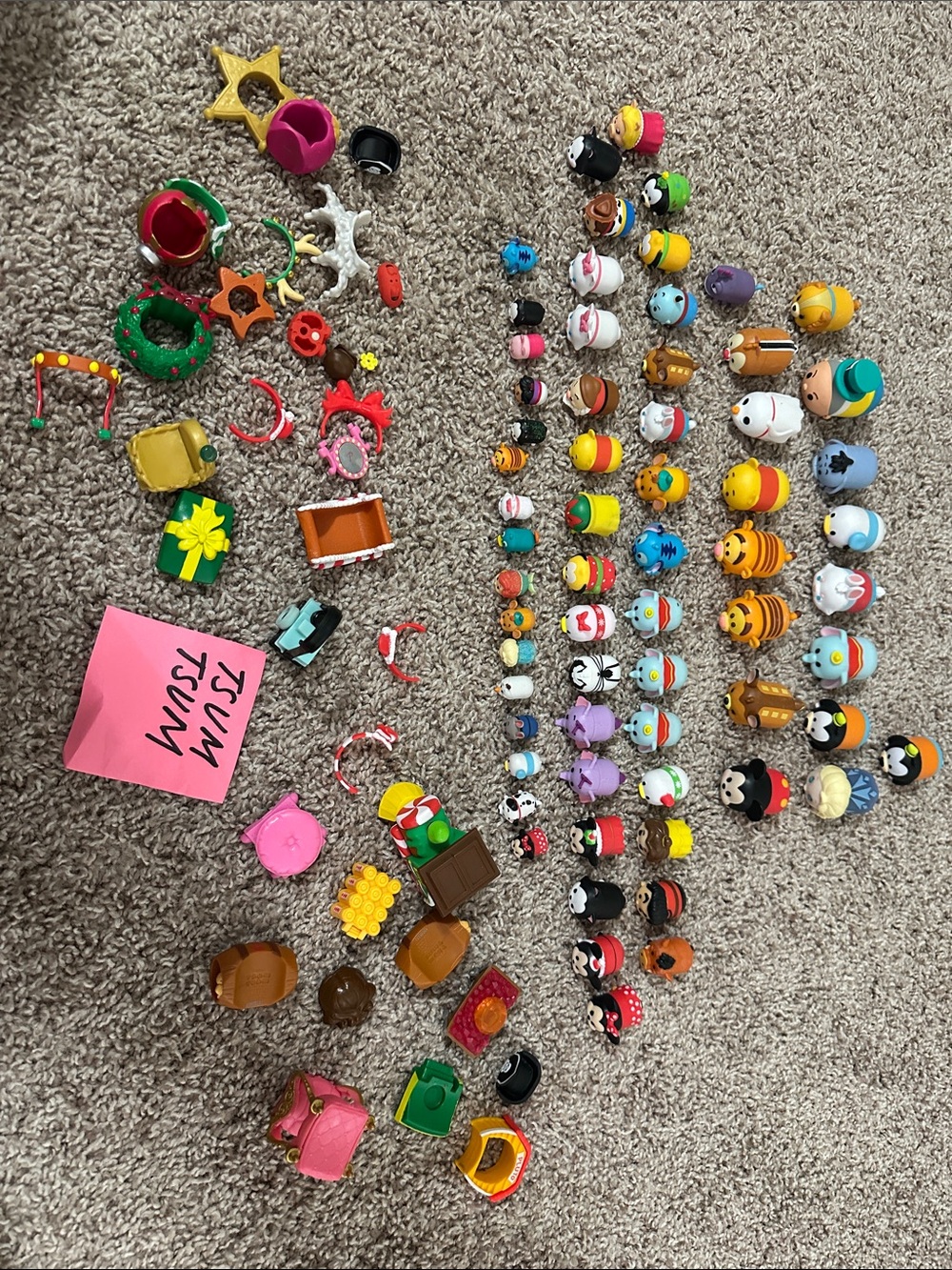 Huge Lot of Disney Tsum Tsum Figures with accessories  Assorted Sizes